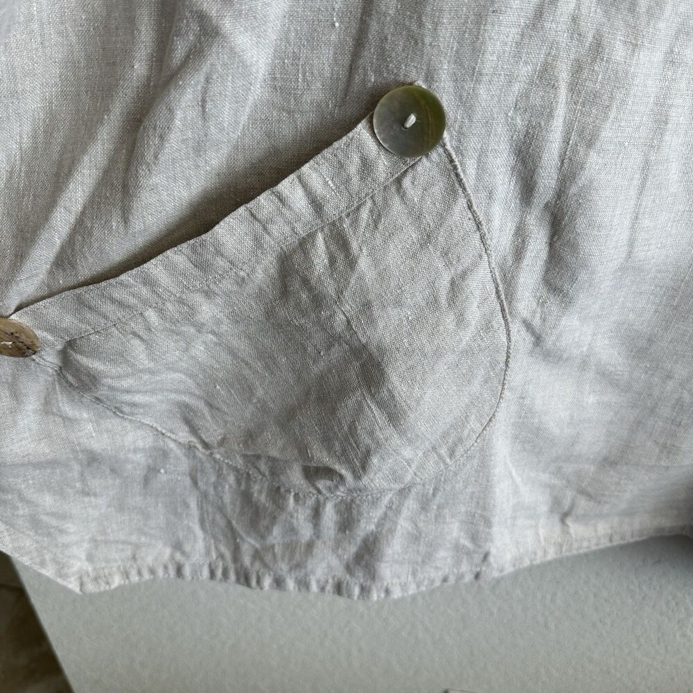 Hearts Desire By Mary Grace Tunic 1X  Linen Beige Lagenlook Asymmetrical Pockets - Picture 8 of 8